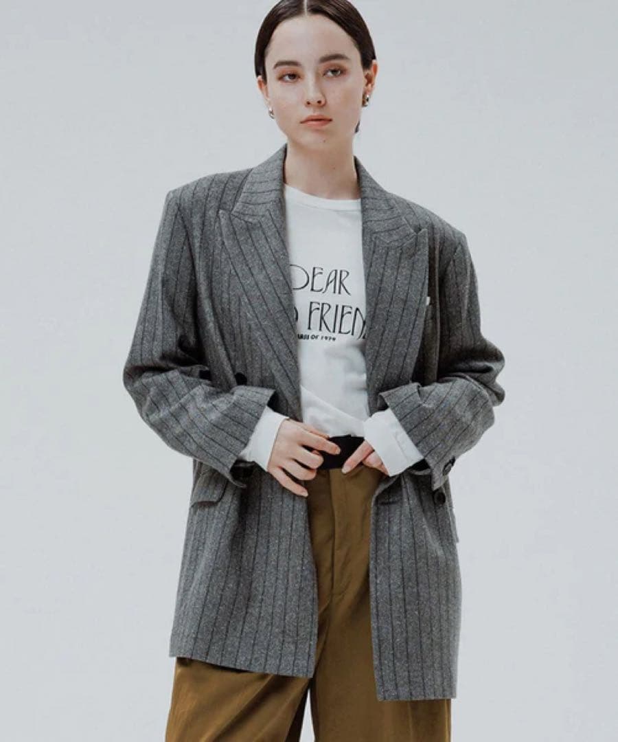 【ADAM ET ROPE'】ダブルブレストツイード＆チェックジャケット