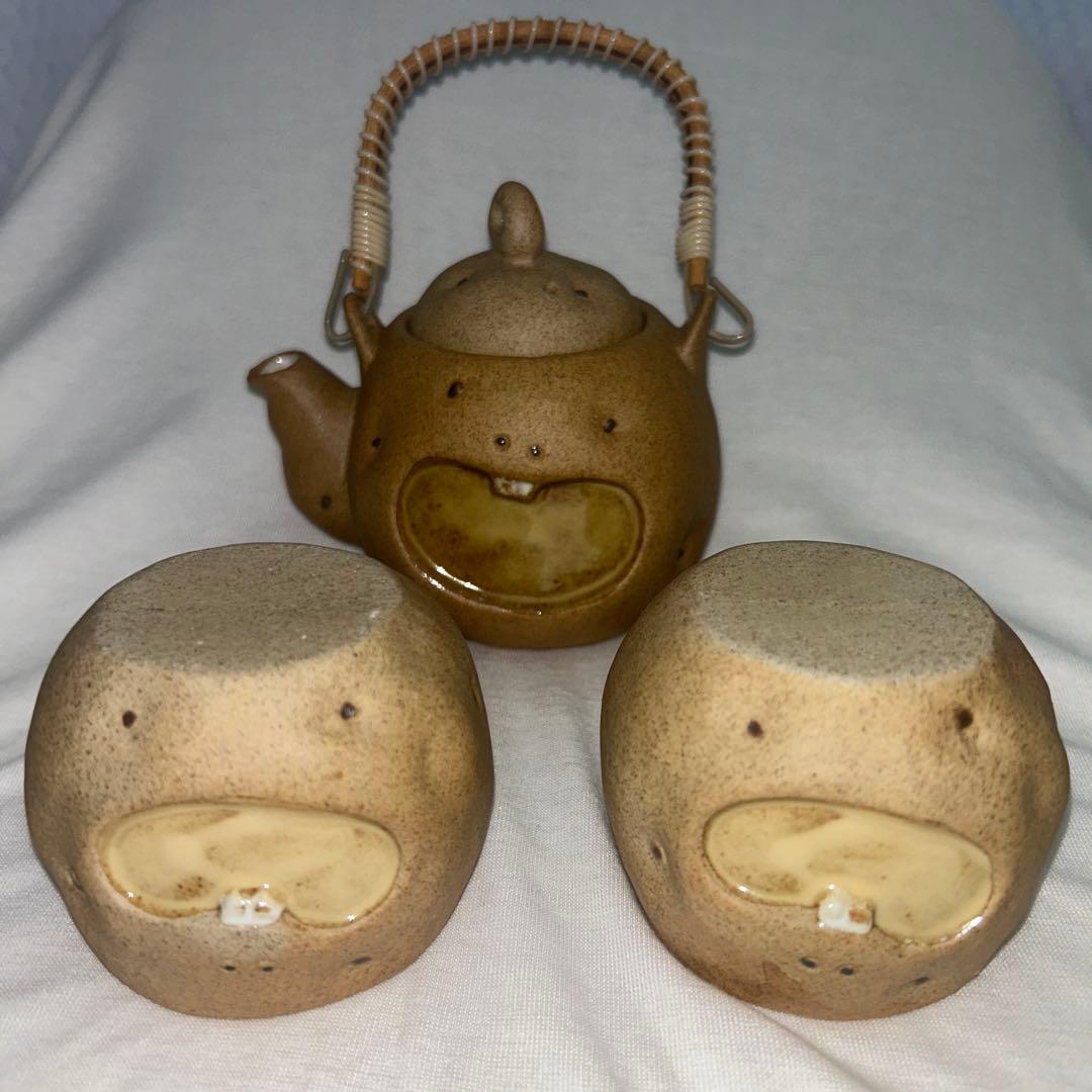 ポテトくん　急須　湯呑　3点セット　加藤工芸　レトロ