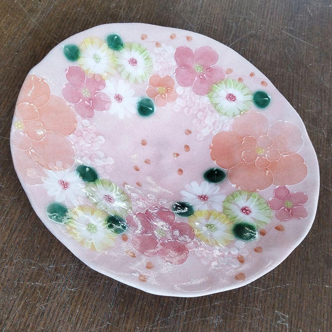 【新品・未使用】工房ゆずりは　紅彩花化粧　パスタ皿　カレー皿　陶器　食器　料理