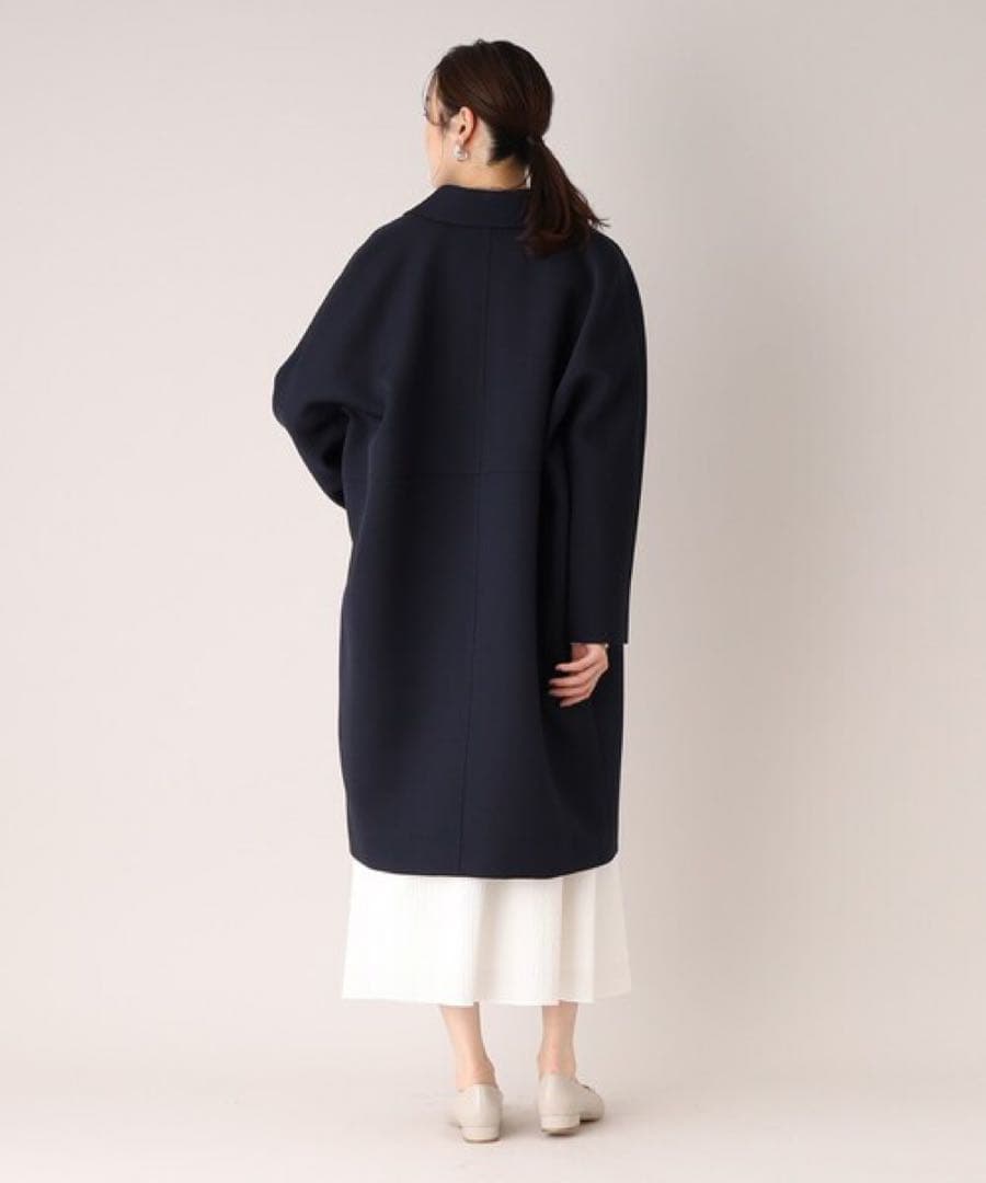 新品【アンタイトル UNTITLED】コクーン　ステンカラー　コート　ネイビー