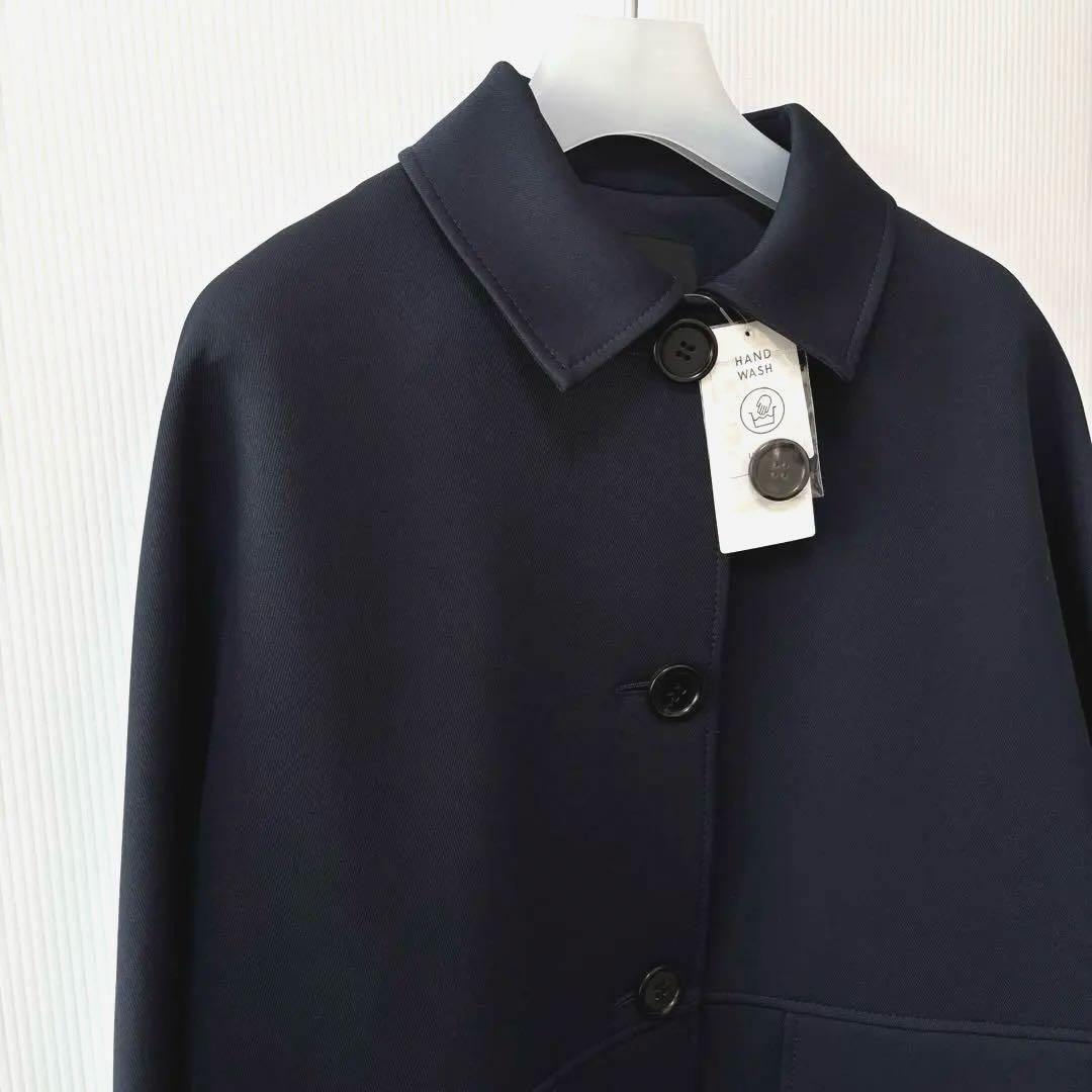 新品【アンタイトル UNTITLED】コクーン　ステンカラー　コート　ネイビー