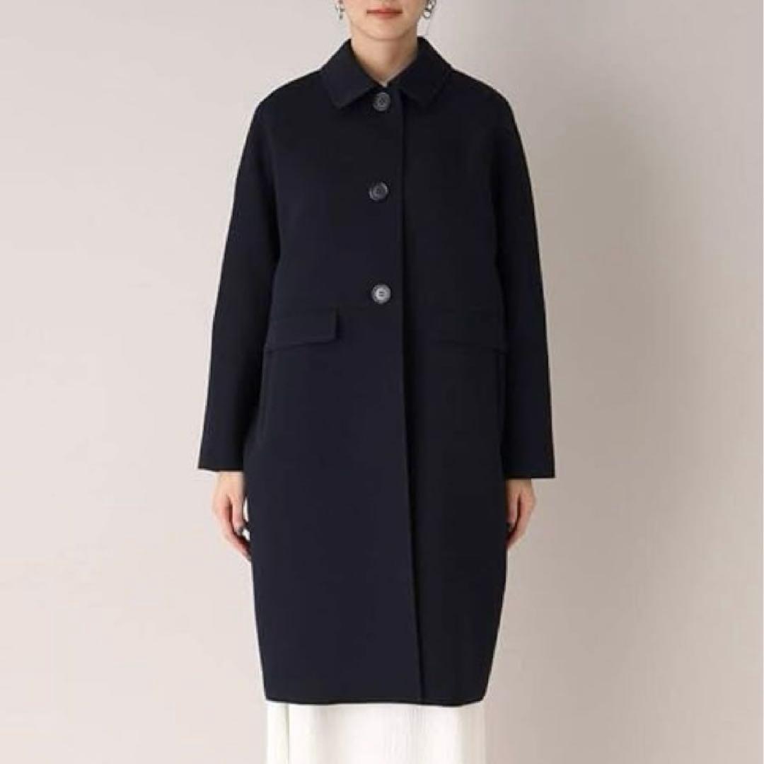 新品【アンタイトル UNTITLED】コクーン　ステンカラー　コート　ネイビー