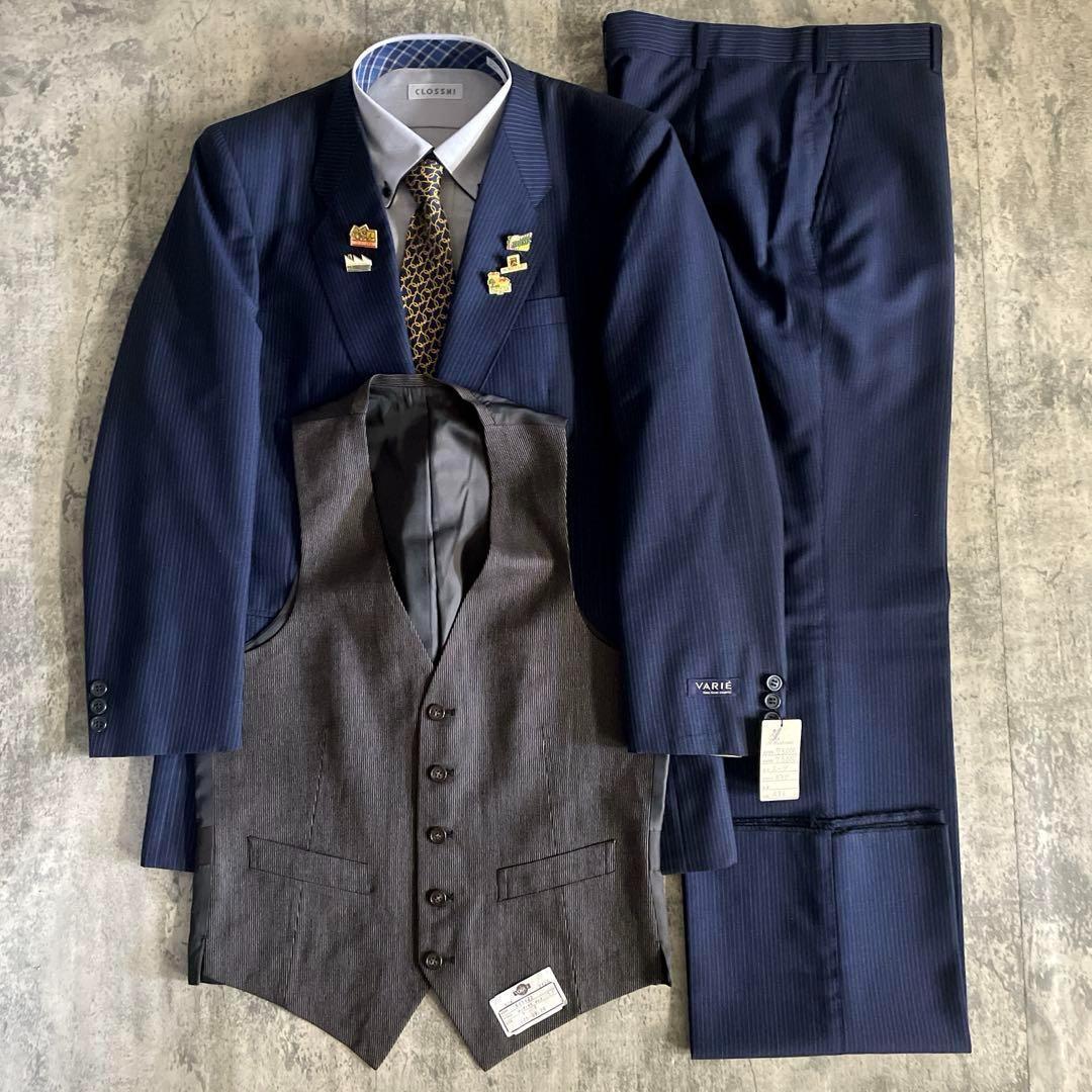 未使用 オッドベスト GUCCI グッチ ネクタイ ストライプ 濃紺スーツ L