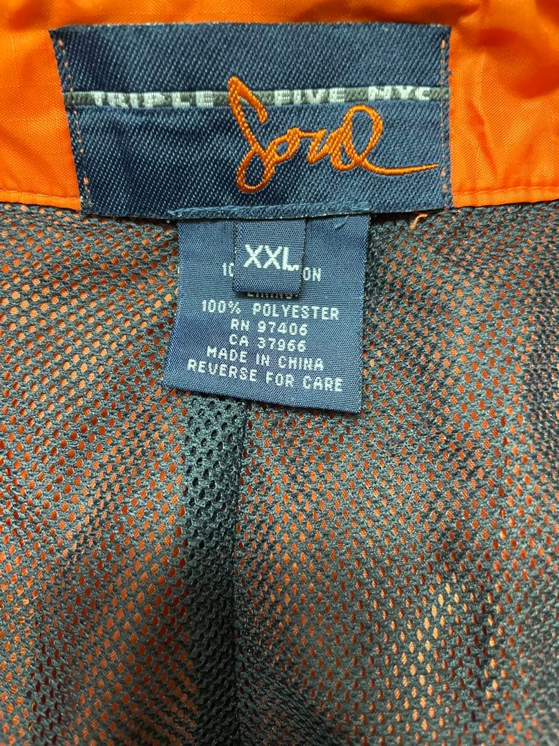 90s トリプルファイブソウル　ナイロンパンツ　オレンジ　刺繍　y2k 555