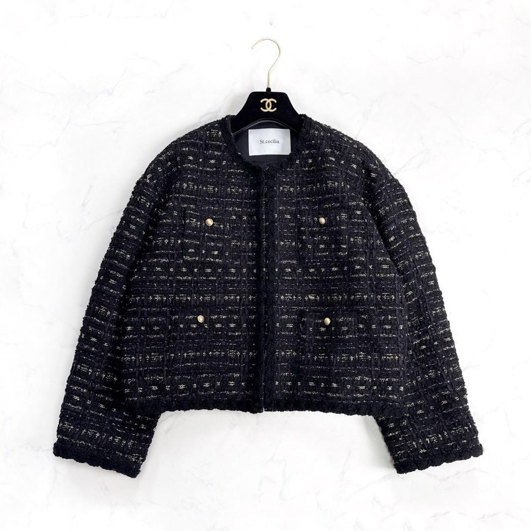 ガーリッシュ St.cecilia シャンティツイード ジャケット ブラック