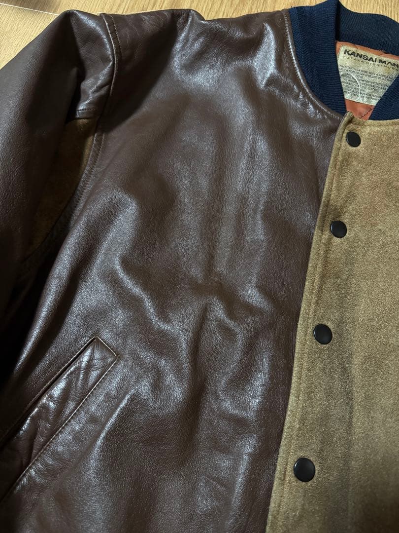 KANSAI MAN クレイジーパターン バックロゴ レザースタジャン Mサイズ