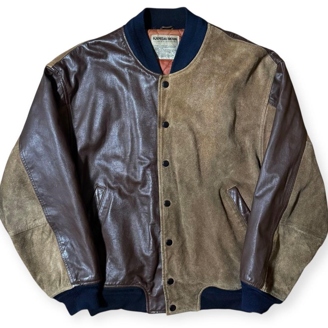 KANSAI MAN クレイジーパターン バックロゴ レザースタジャン Mサイズ