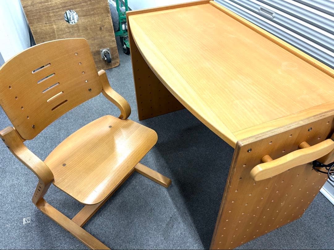 フォルミオ　木製デスク　チェアセット　学習机　椅子　バー付き