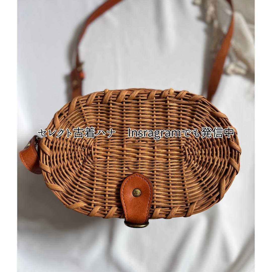 25115 ラタン　かご　バスケット　ショルダー　バスケットバッグ レザー