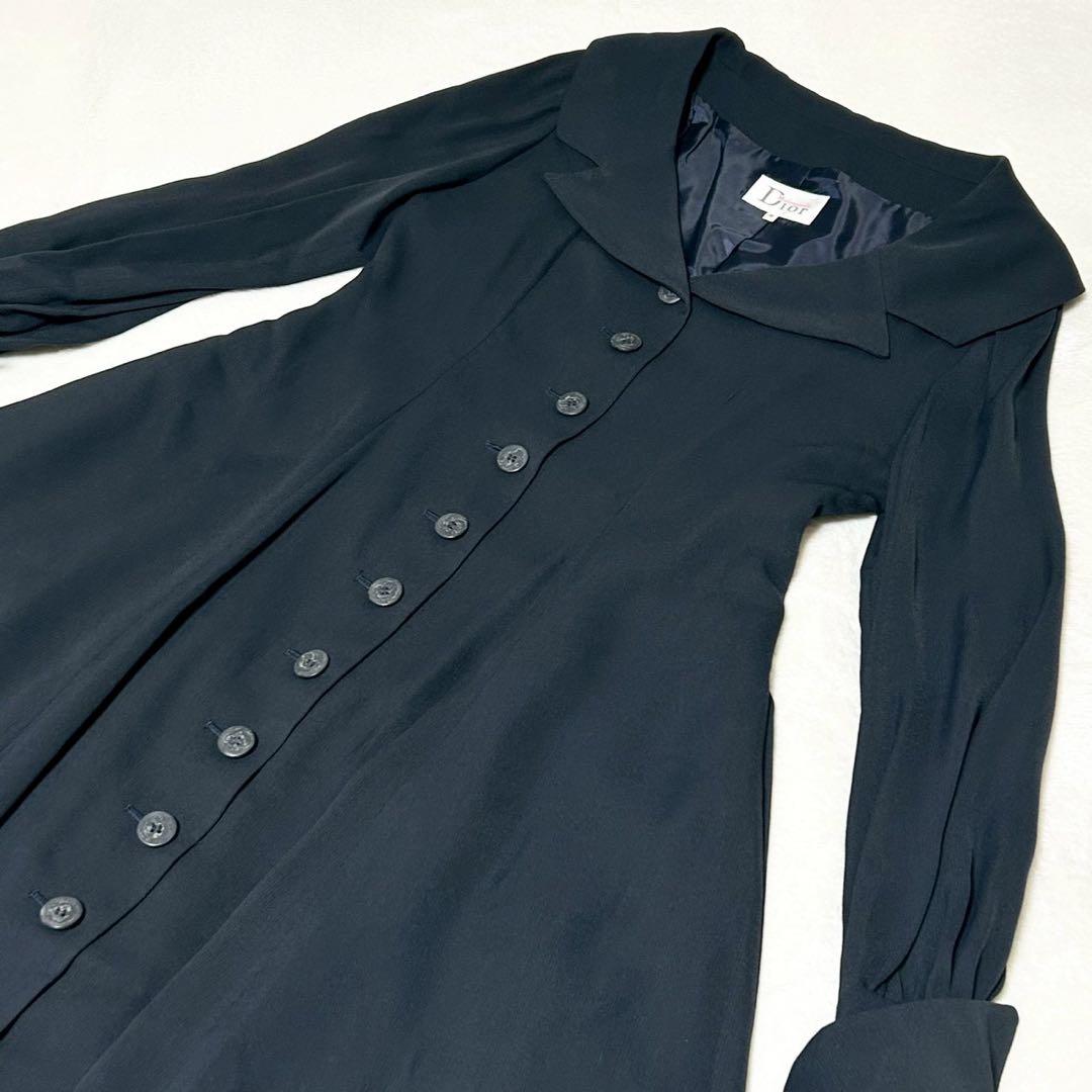 ★美品★マドモアゼルディオール　ワンピース　M ボタン　襟　ネイビー ドレス
