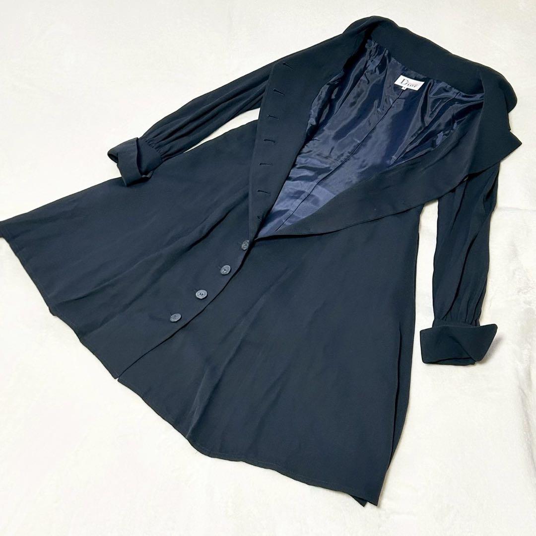 ★美品★マドモアゼルディオール　ワンピース　M ボタン　襟　ネイビー ドレス