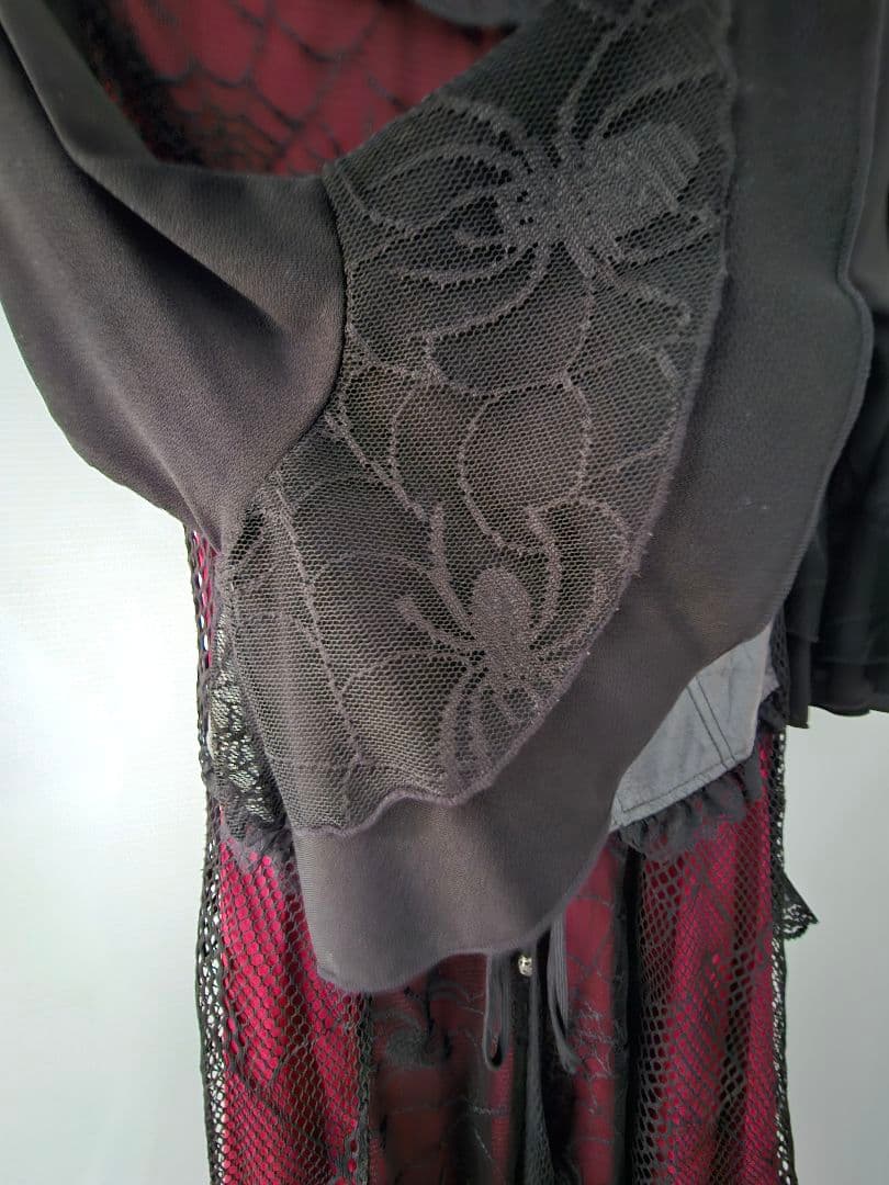 赤黒 ゴスロリ 蜘蛛 レース フリル ボレロ ワンピース ヴィジュアル