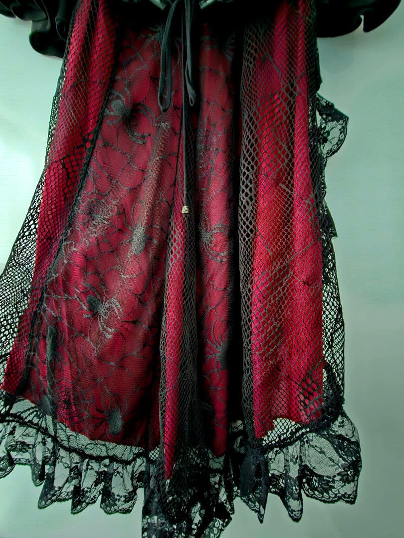 赤黒 ゴスロリ 蜘蛛 レース フリル ボレロ ワンピース ヴィジュアル