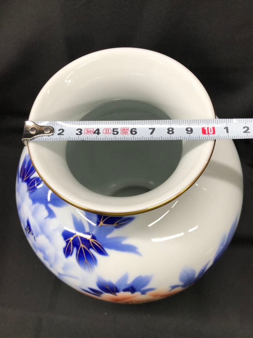 【極美品】深川製磁　染錦　牡丹　花瓶　フラワーベース