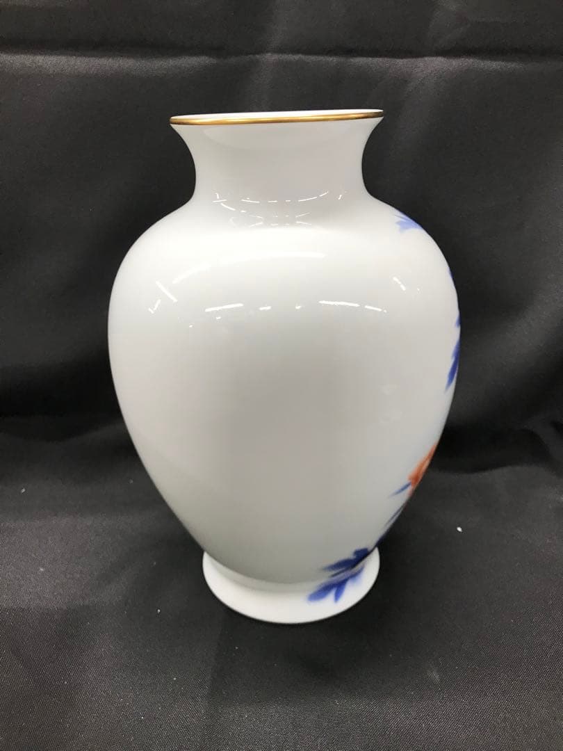 【極美品】深川製磁　染錦　牡丹　花瓶　フラワーベース