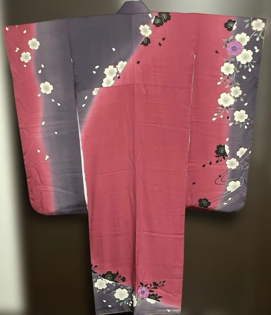 振袖フルセット　赤紫　桜　正絹　トールサイズ　商品説明必読！