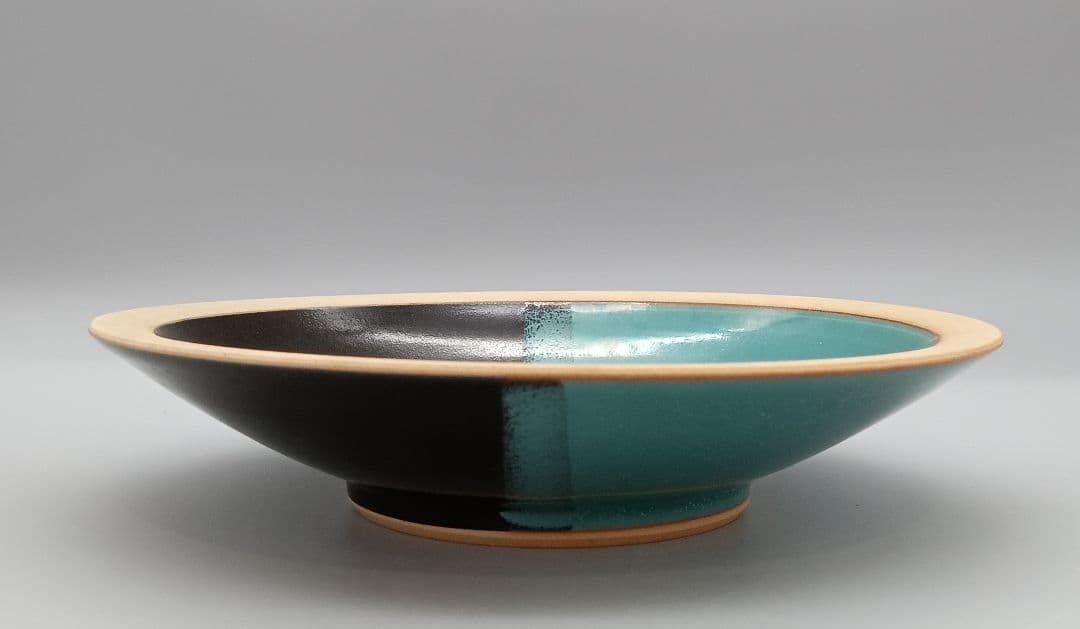 因州 中井窯 染め分け 皿 2点 セット 器 19cm