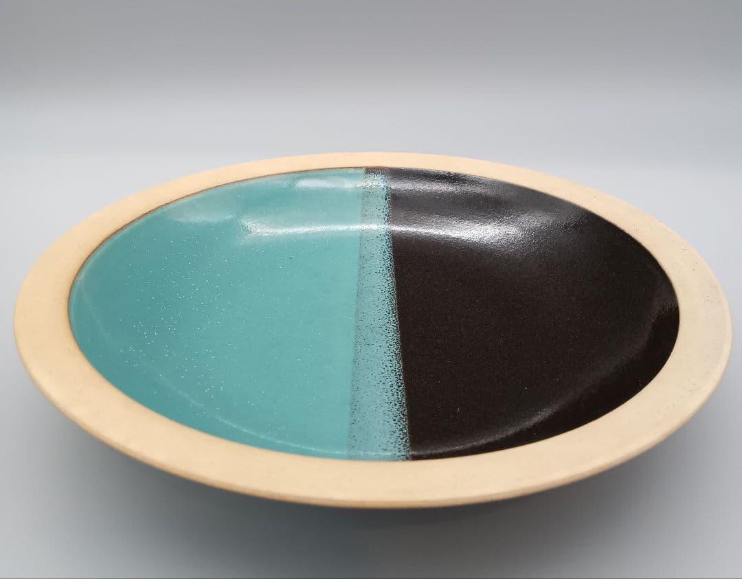 因州 中井窯 染め分け 皿 2点 セット 器 19cm