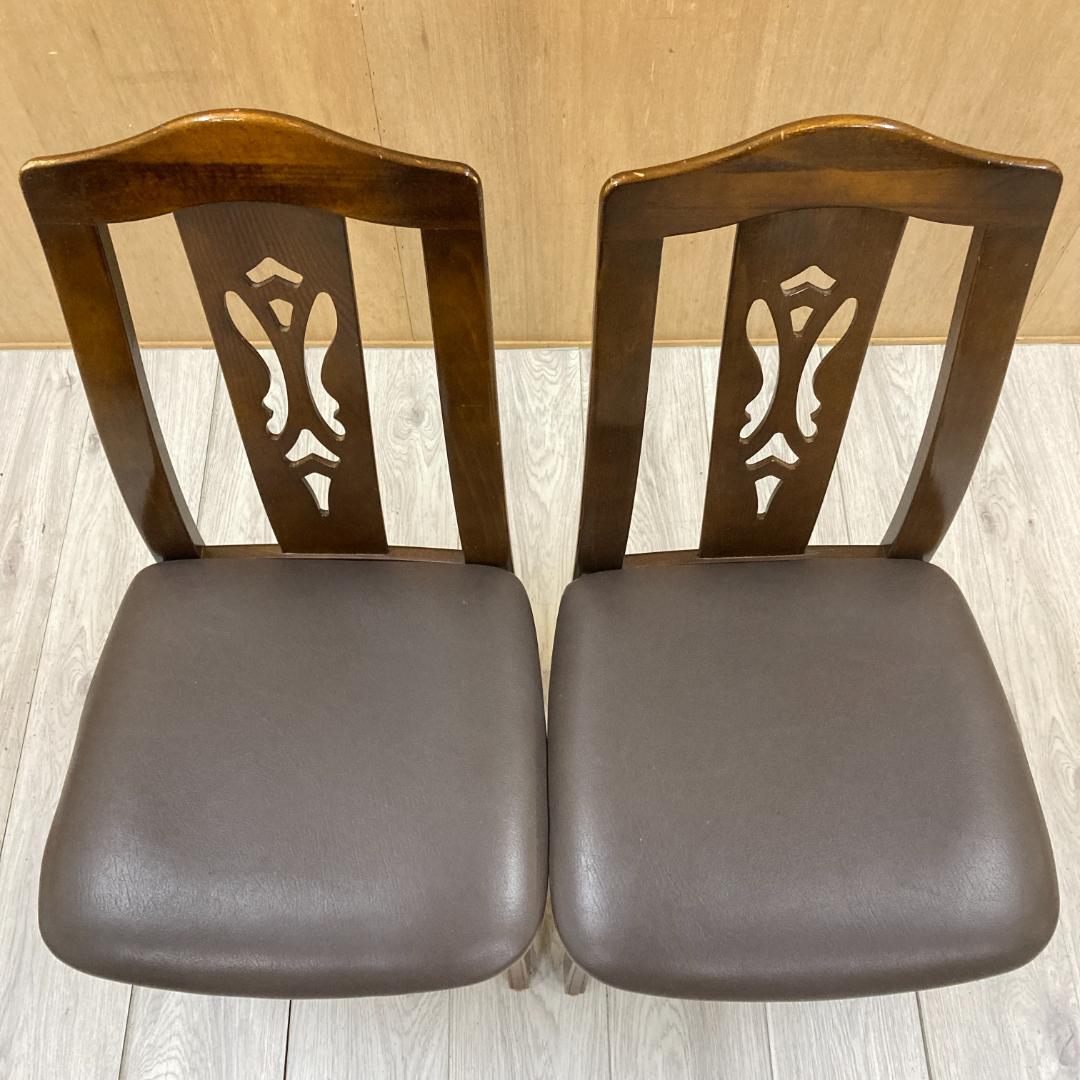 【カリモク】コロニアル　透かし彫り　ダイニングチェア　椅子　２脚セット