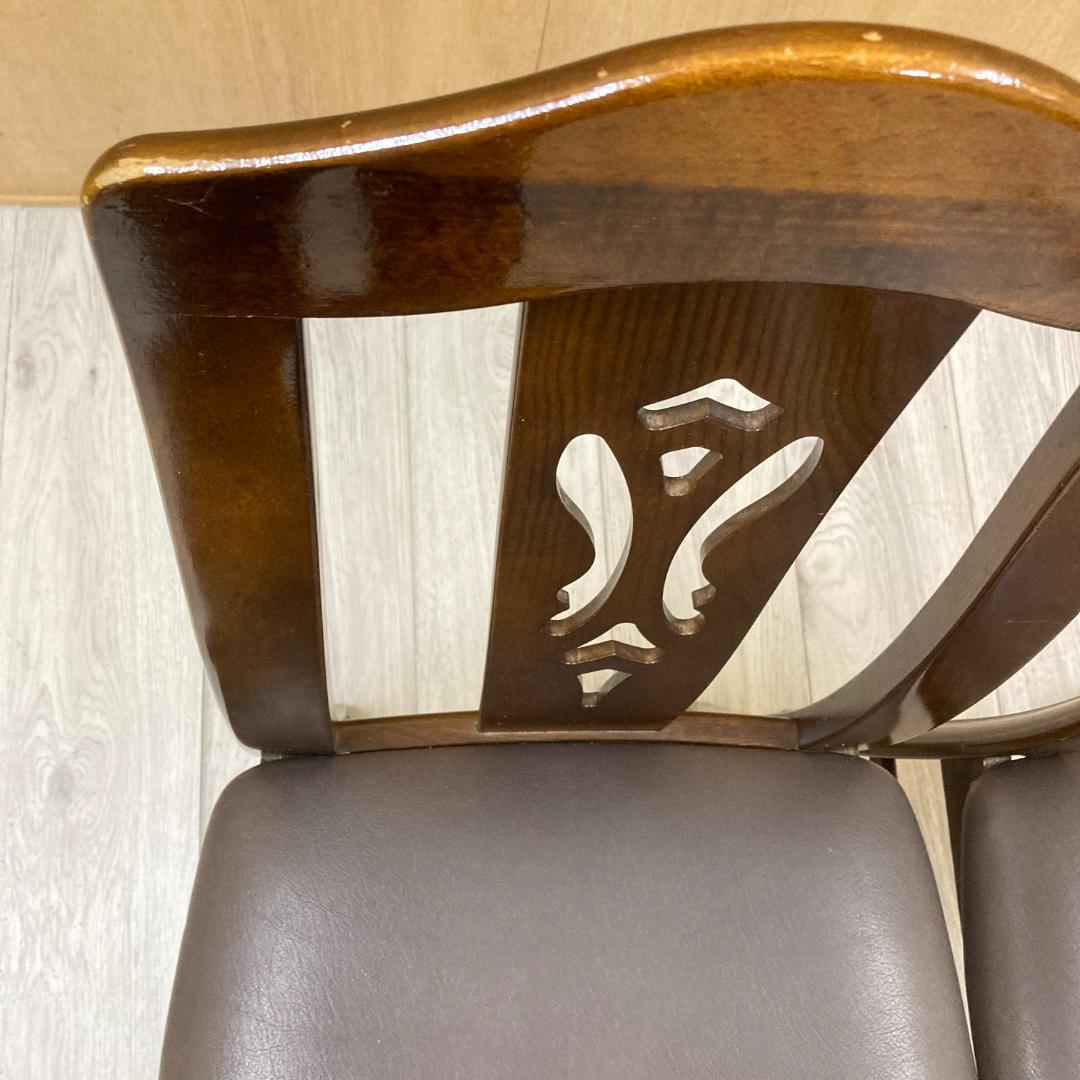 【カリモク】コロニアル　透かし彫り　ダイニングチェア　椅子　２脚セット