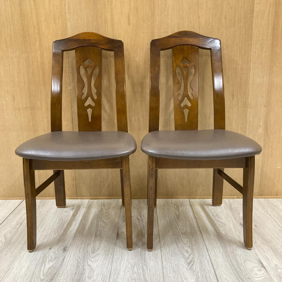 【カリモク】コロニアル　透かし彫り　ダイニングチェア　椅子　２脚セット