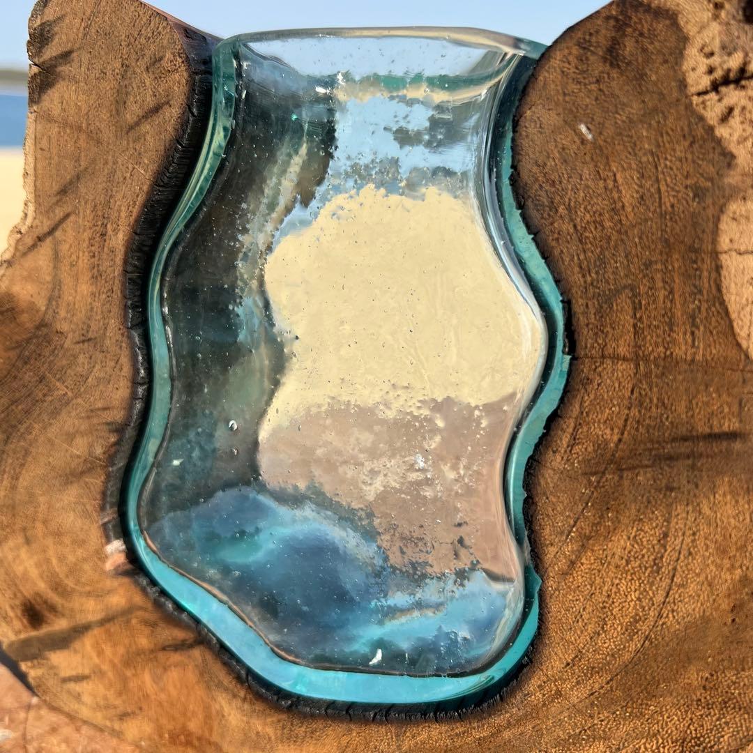 らい 天然木とガラスの花瓶UQ1 オブジェ 一輪挿し フラワーベース 作品