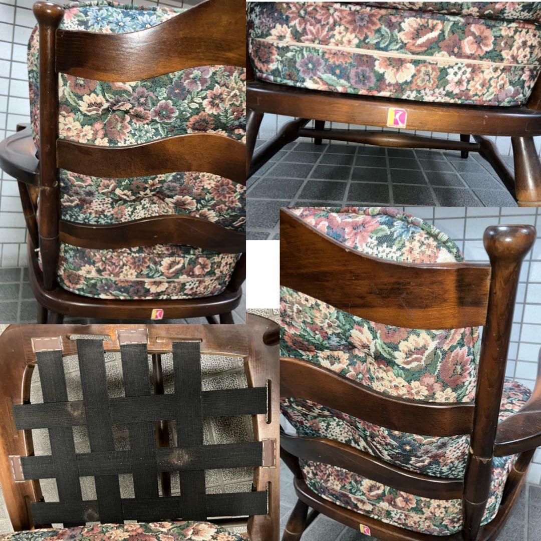 ヴィンテージ 飛騨家具 飛騨産業 乗鞍 リビングチェア 両肘付き キツツキ　単品