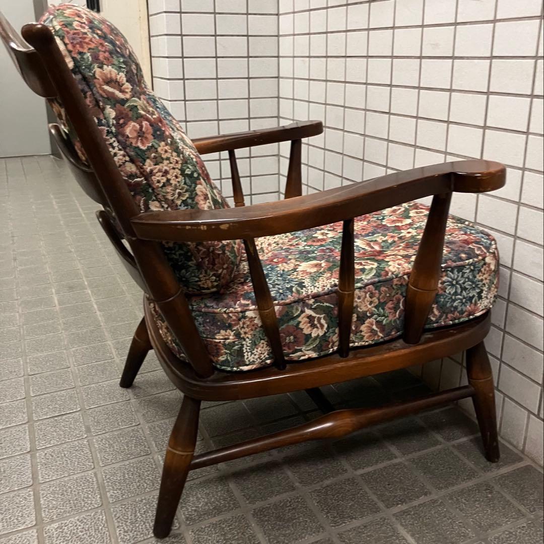 ヴィンテージ 飛騨家具 飛騨産業 乗鞍 リビングチェア 両肘付き キツツキ　単品