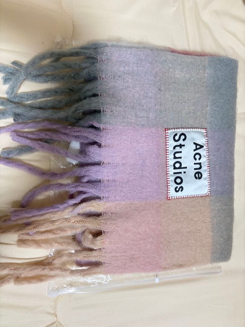 Acne Studios モヘア混 グラデーション チェック マフラー