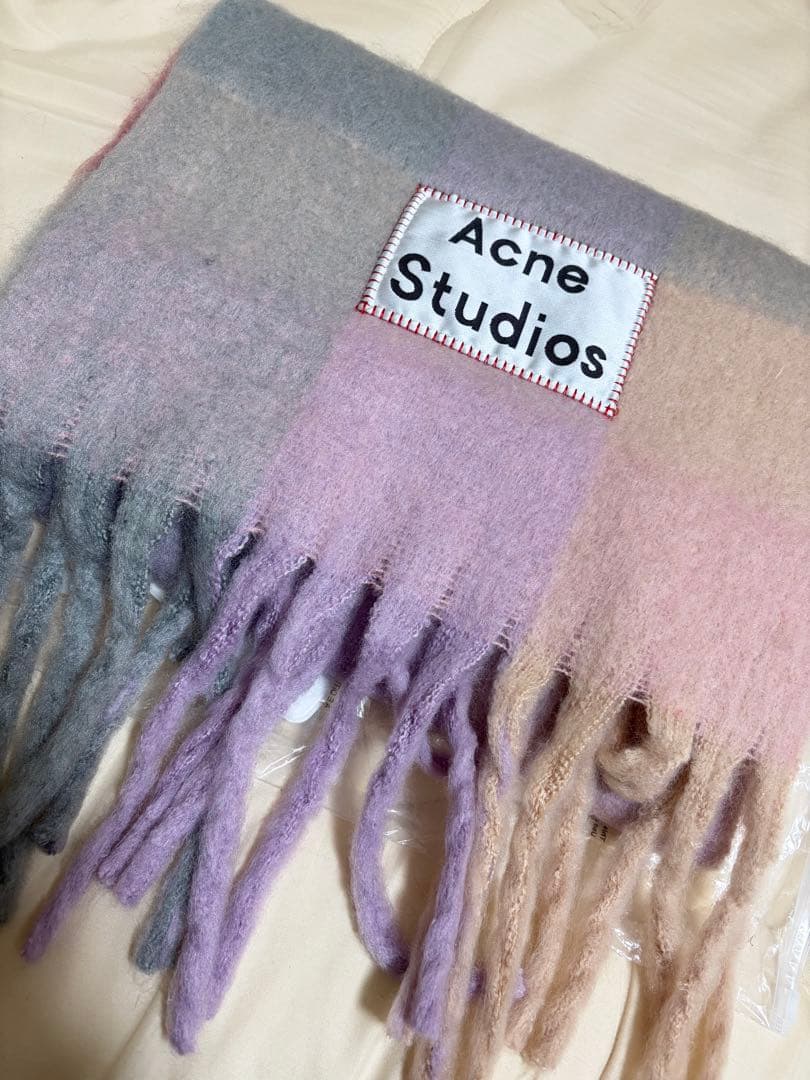 Acne Studios モヘア混 グラデーション チェック マフラー