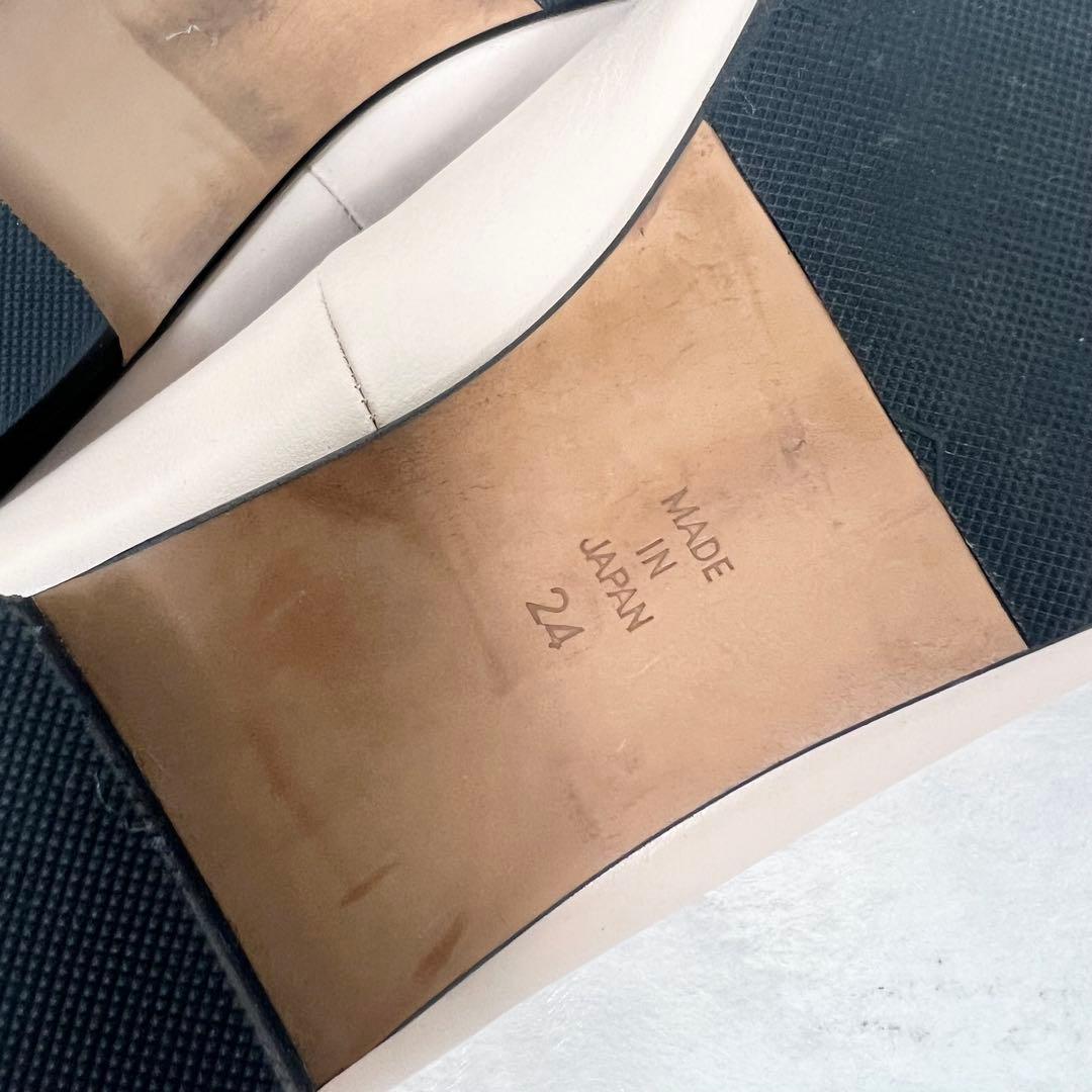 美品♡OHGA オーガ　Tアンクル　リボンパンプス　レザー　フラットパンプス