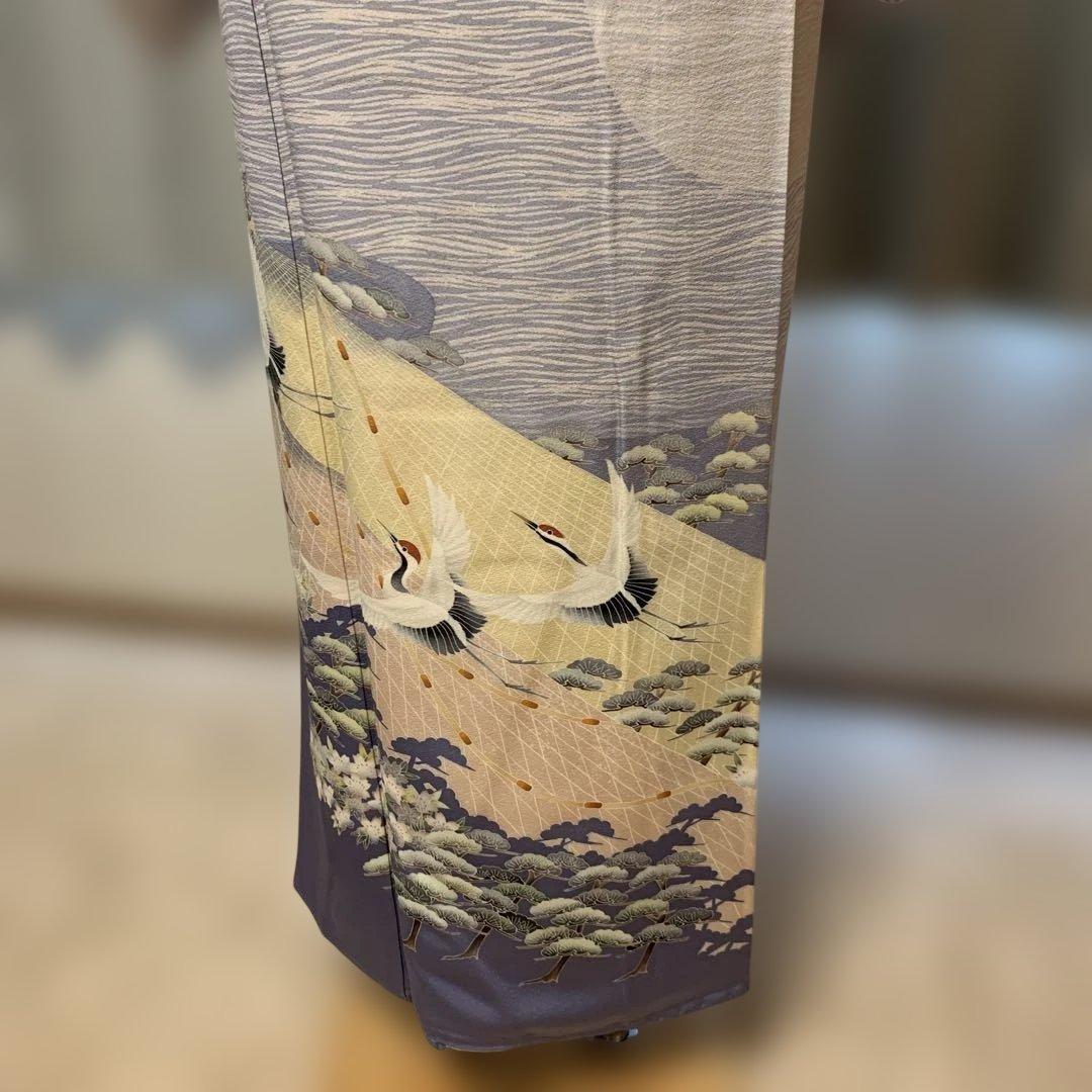 yamaguchi様極美品★加賀友禅訪問着袷★落款あり★舞鶴★グレーラベンダー