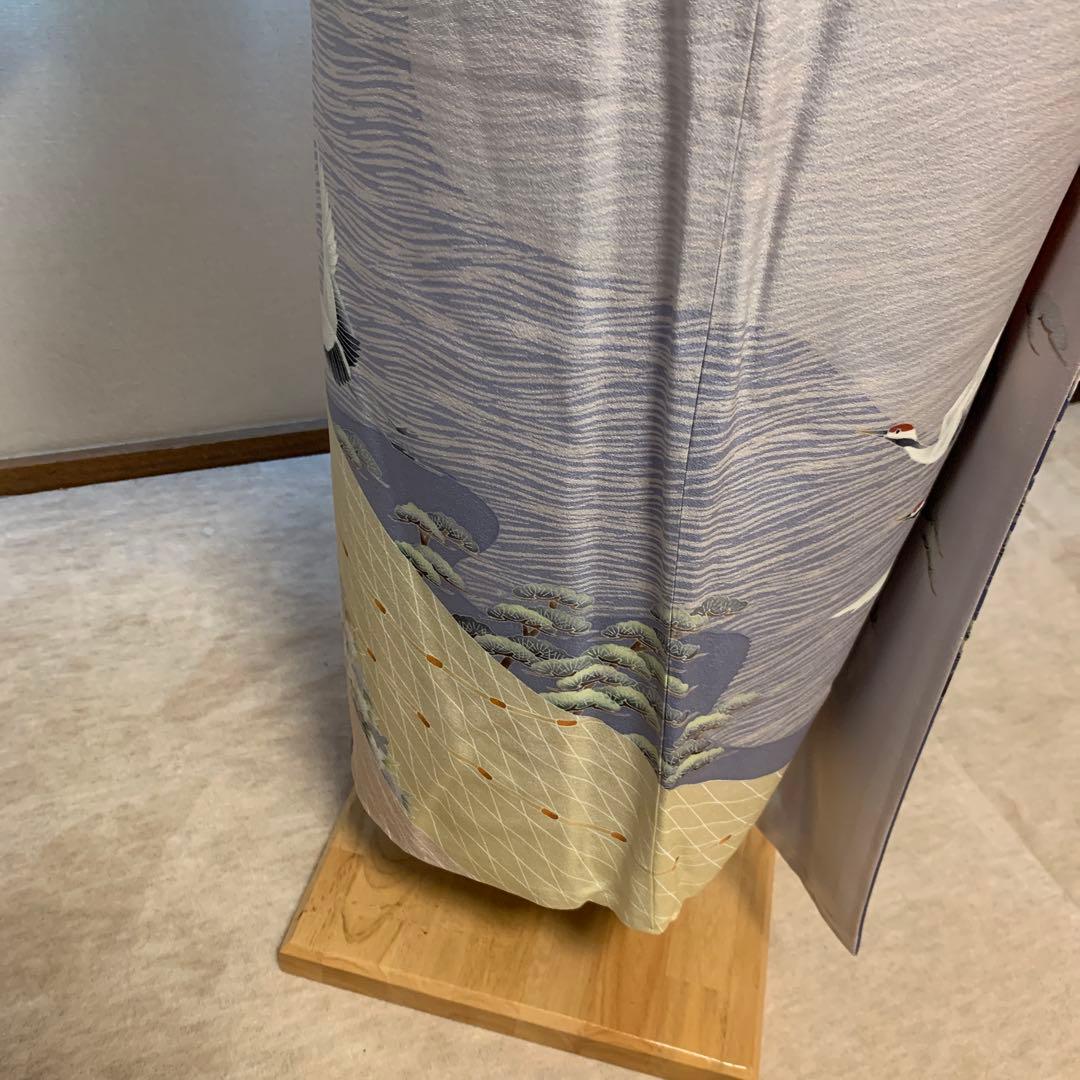 yamaguchi様極美品★加賀友禅訪問着袷★落款あり★舞鶴★グレーラベンダー