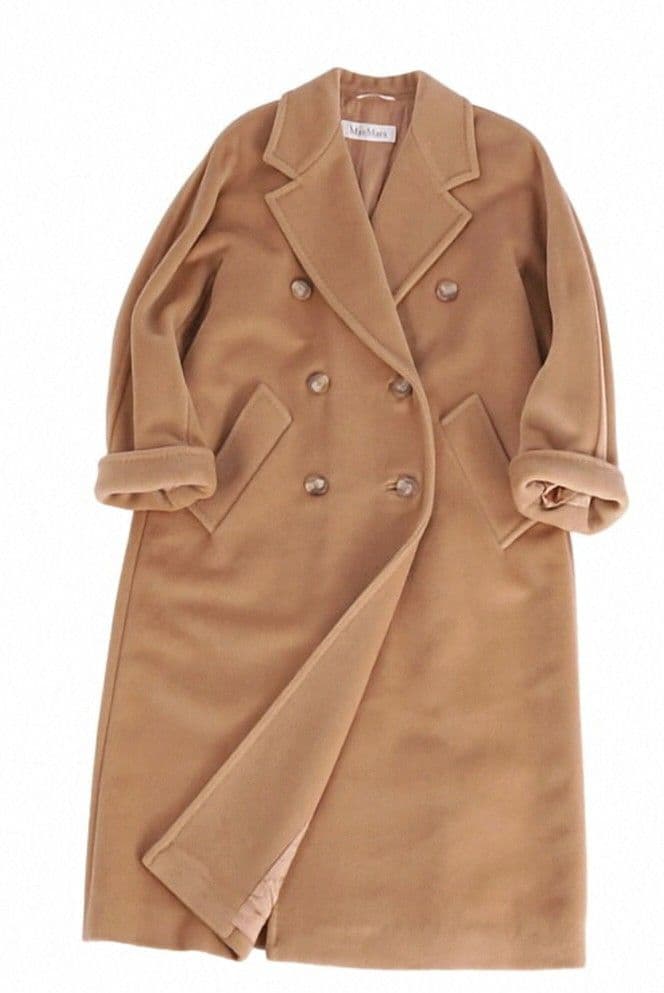 MaxMara ベージュ ダブルブレスト ロングコート　白タグ　JI40
