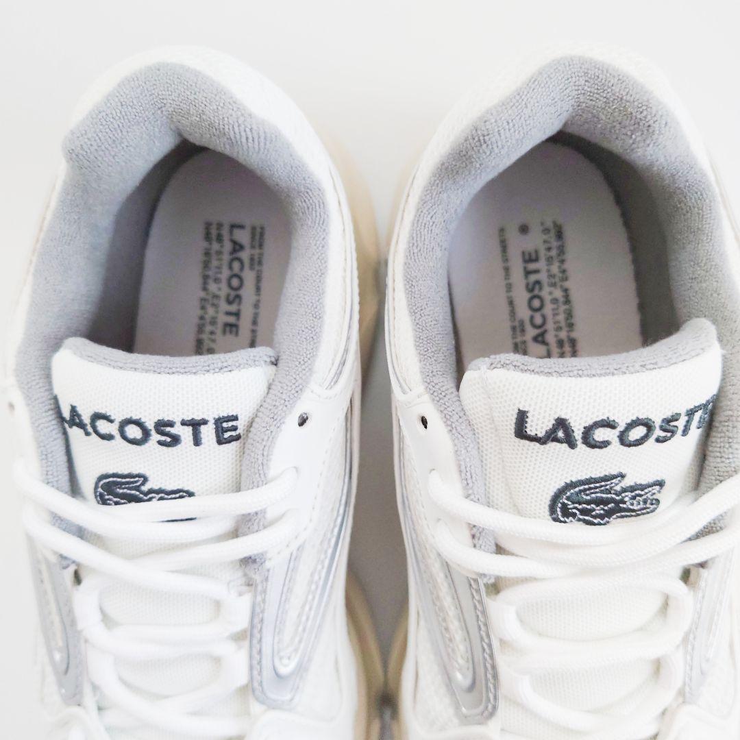 未使用 ラコステ L003 2K24 メタリックレザー メッシュ スニーカー