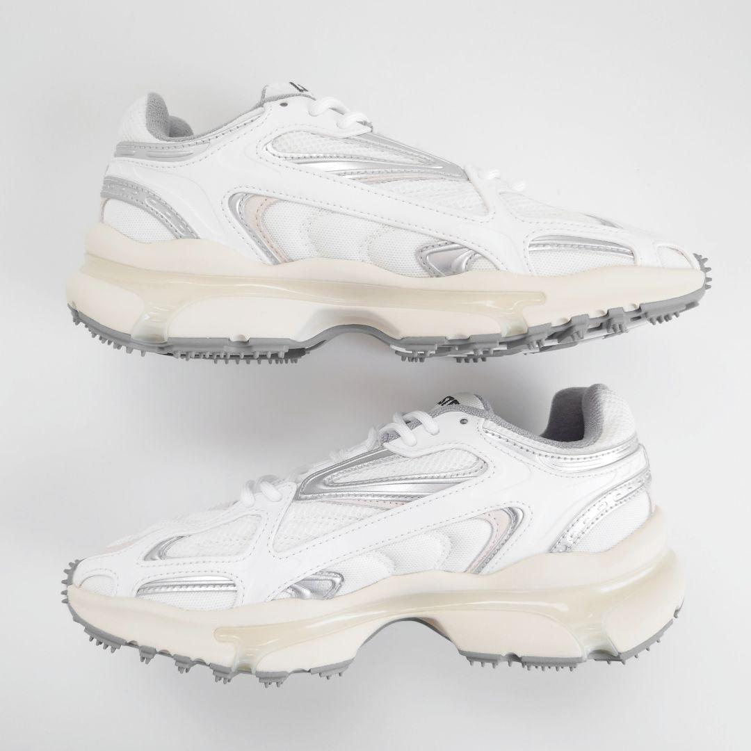 未使用 ラコステ L003 2K24 メタリックレザー メッシュ スニーカー