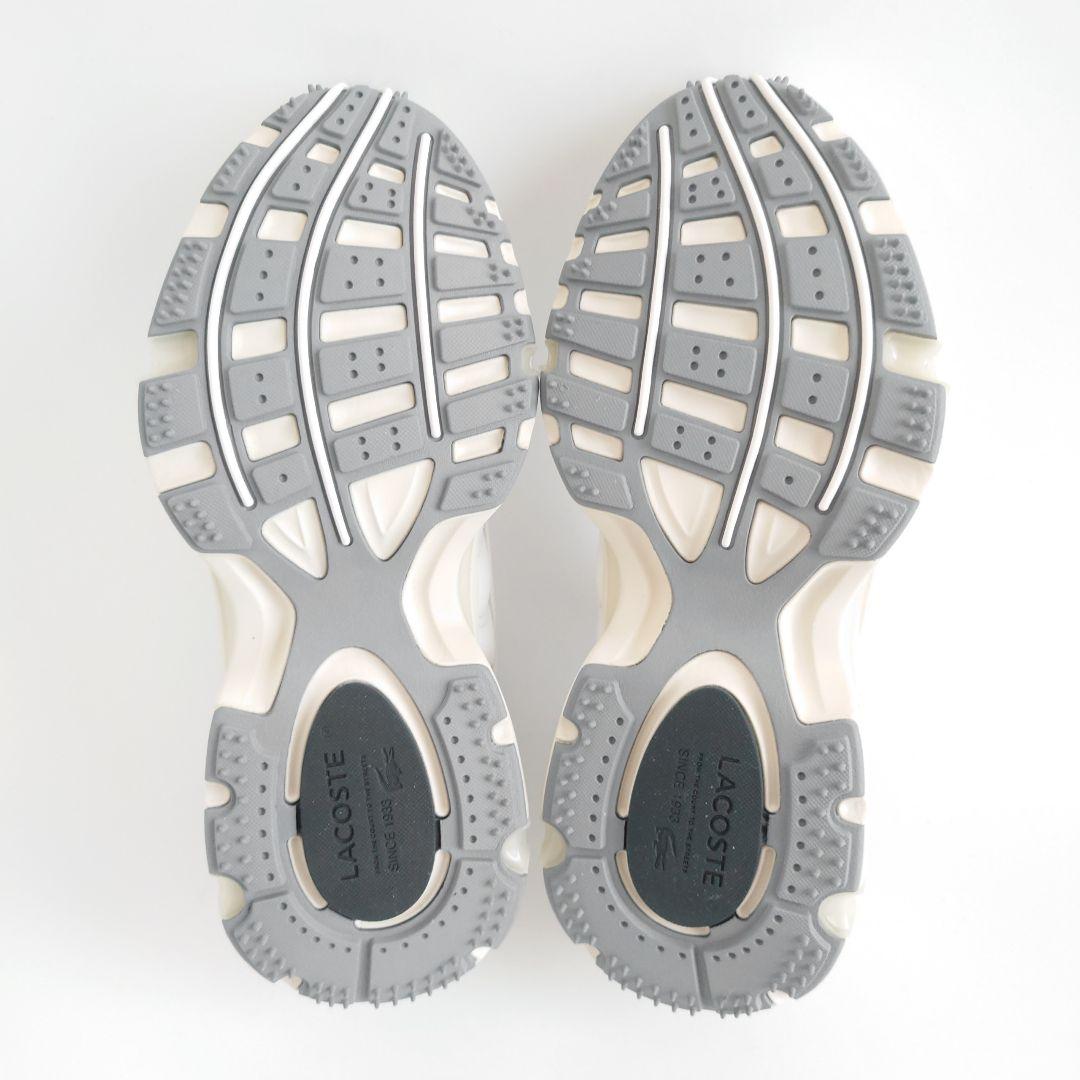 未使用 ラコステ L003 2K24 メタリックレザー メッシュ スニーカー
