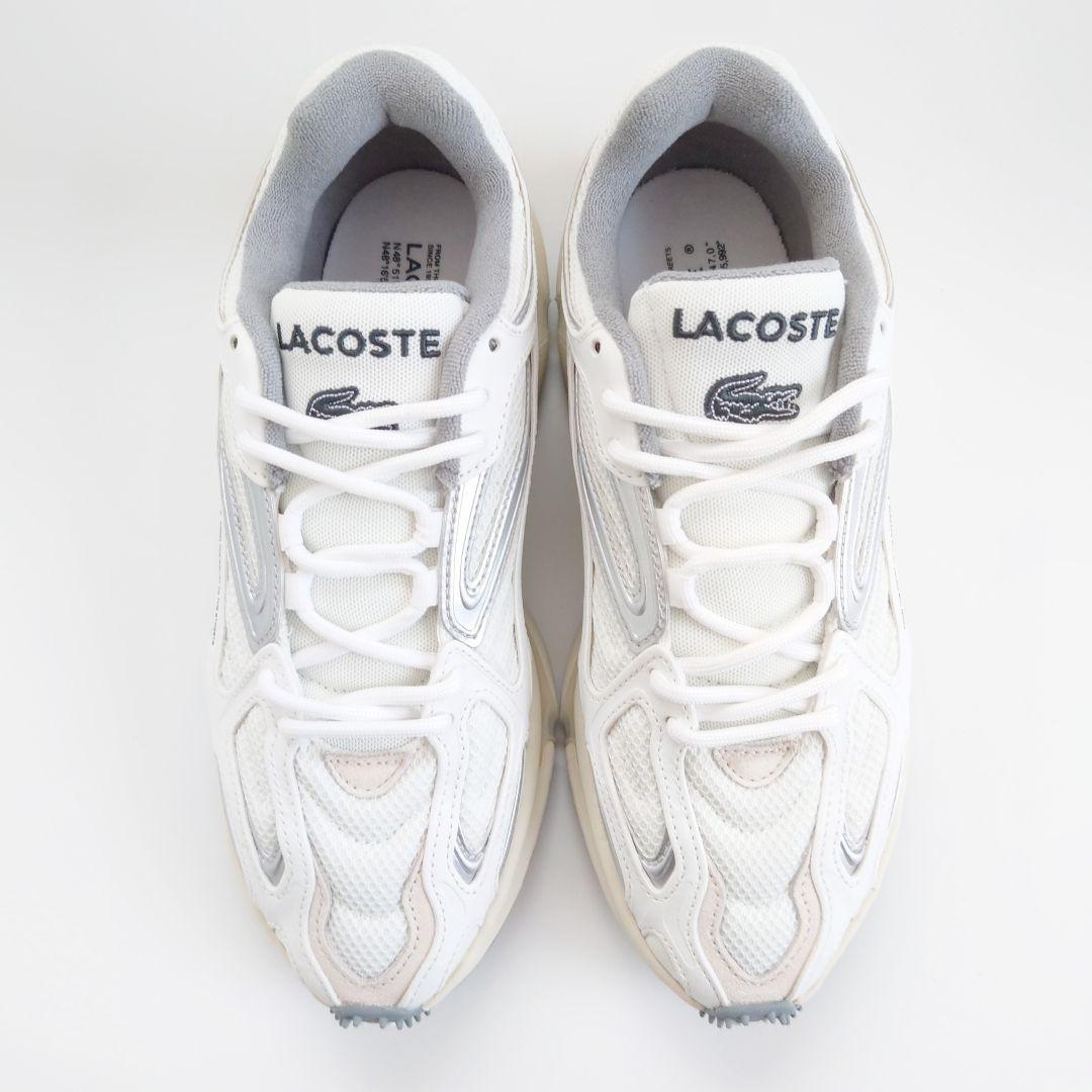 未使用 ラコステ L003 2K24 メタリックレザー メッシュ スニーカー