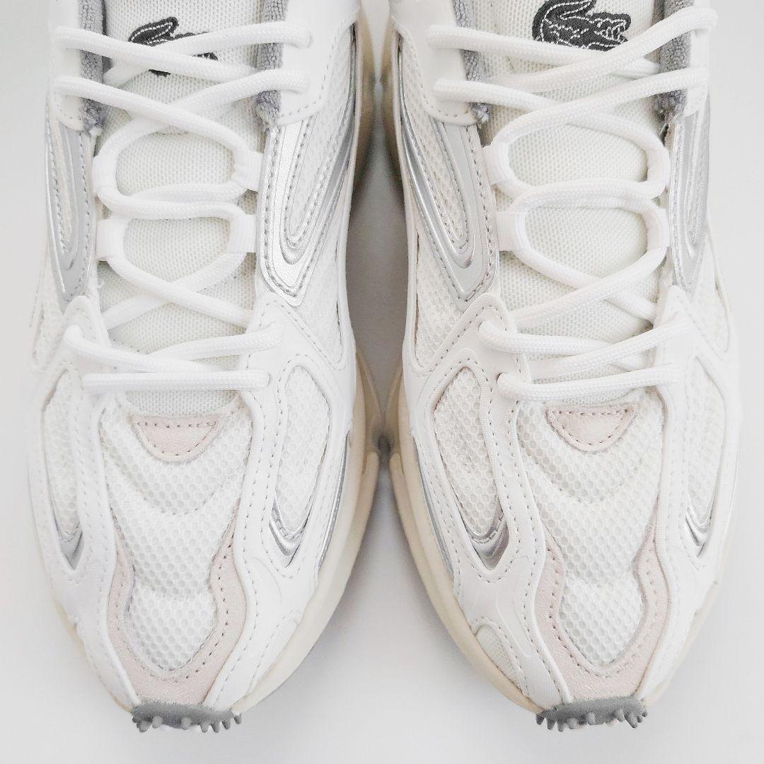 未使用 ラコステ L003 2K24 メタリックレザー メッシュ スニーカー