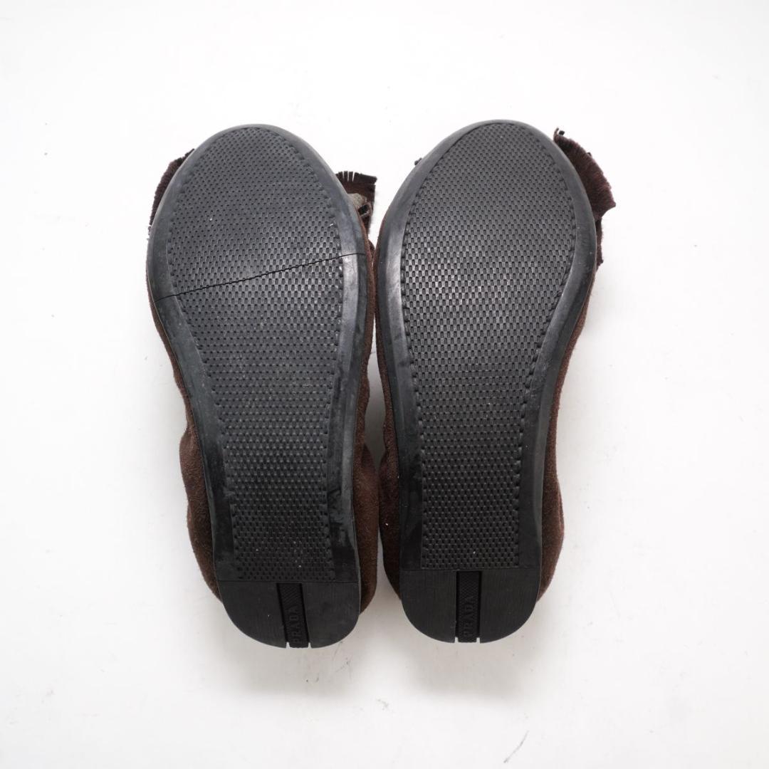 プラダスポーツ 36 プラットシューズ リボン ブラウン/BD44