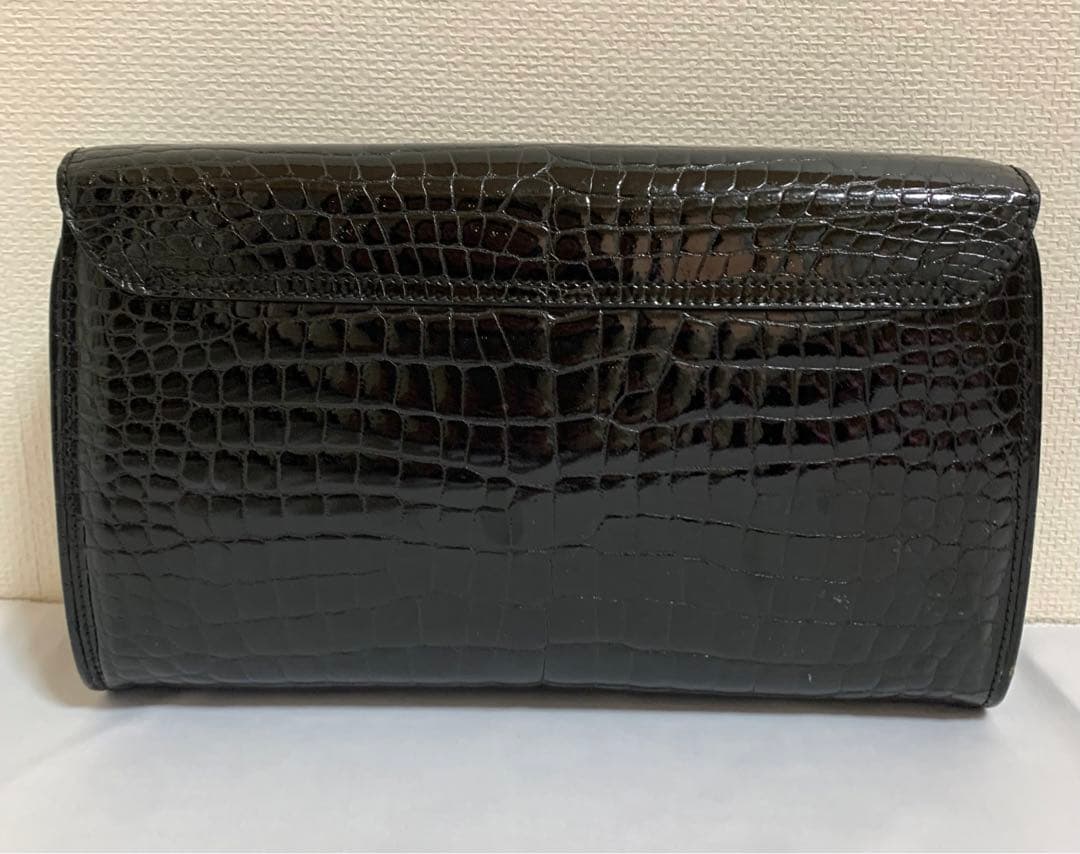 【CELINE セリーヌ】クラッチバッグ　セカンドバッグ　クロコ型押し　黒