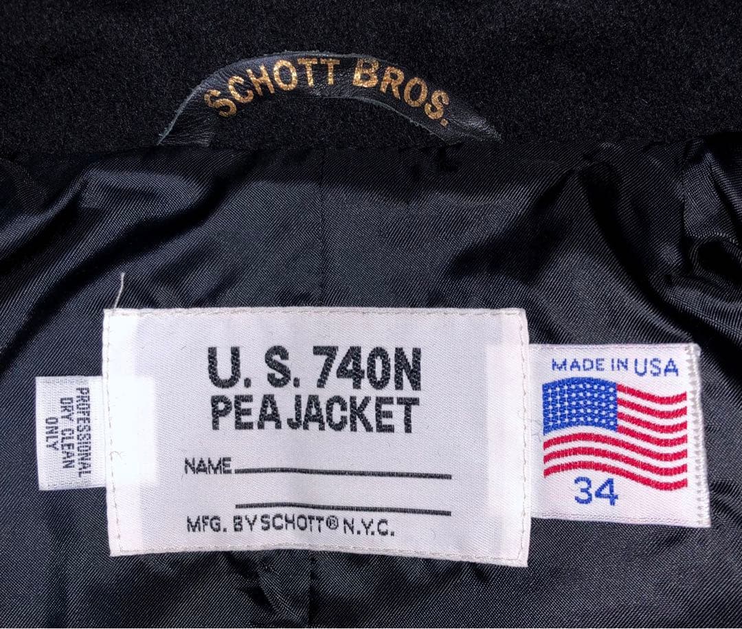 34 新品 Schott x HTC 753US Pコート スタッズ タイト 黒