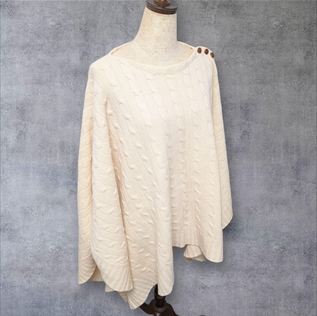 ラルフローレン ウール カシミヤ ケーブル編ニット ポンチョM-L