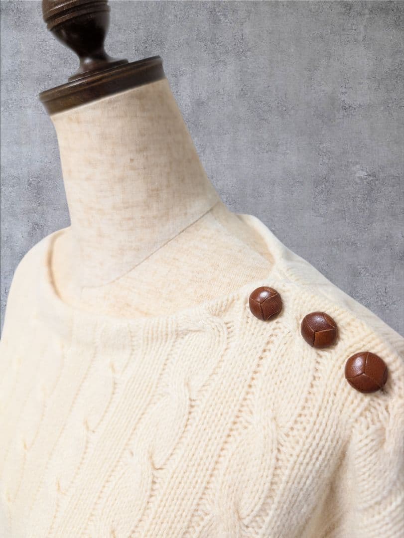 ラルフローレン ウール カシミヤ ケーブル編ニット ポンチョM-L