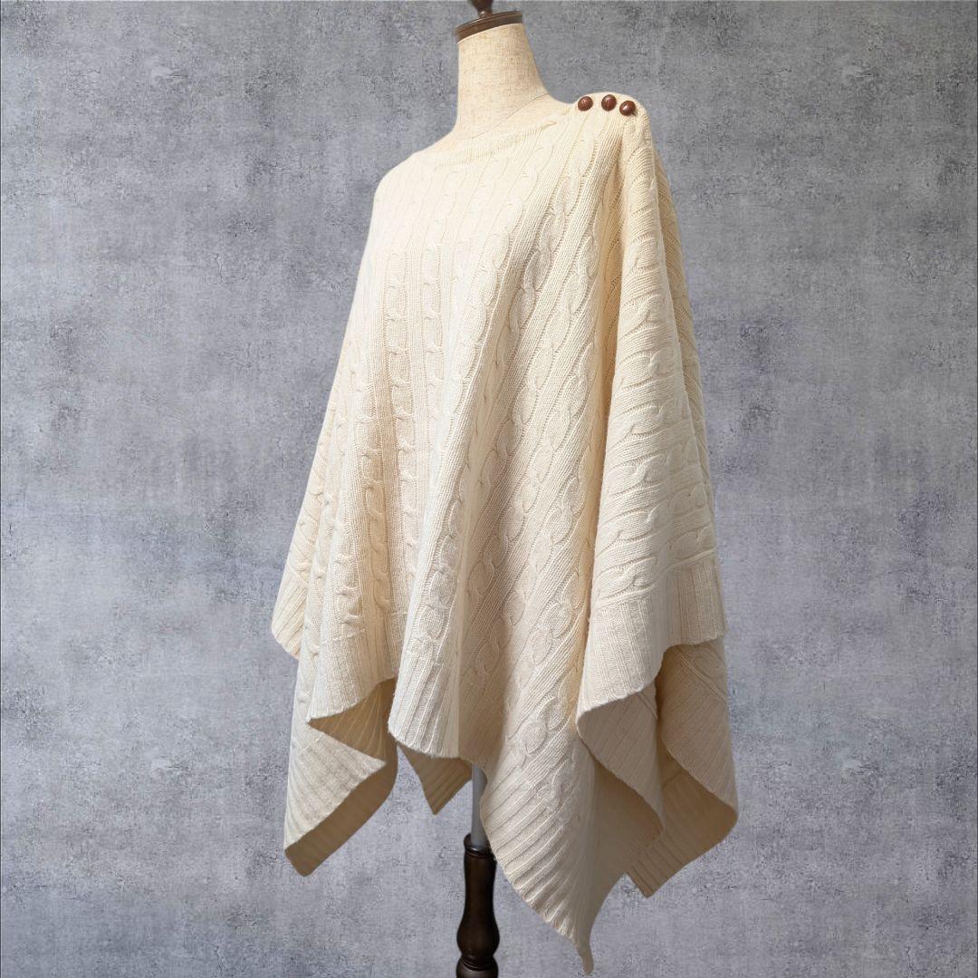 ラルフローレン ウール カシミヤ ケーブル編ニット ポンチョM-L