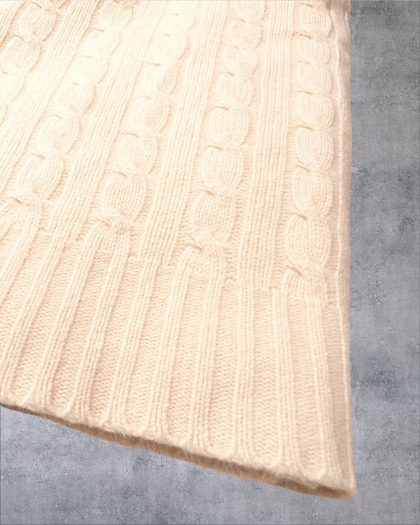 ラルフローレン ウール カシミヤ ケーブル編ニット ポンチョM-L