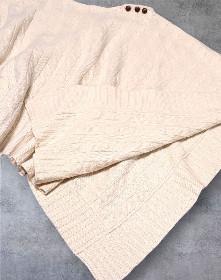 ラルフローレン ウール カシミヤ ケーブル編ニット ポンチョM-L