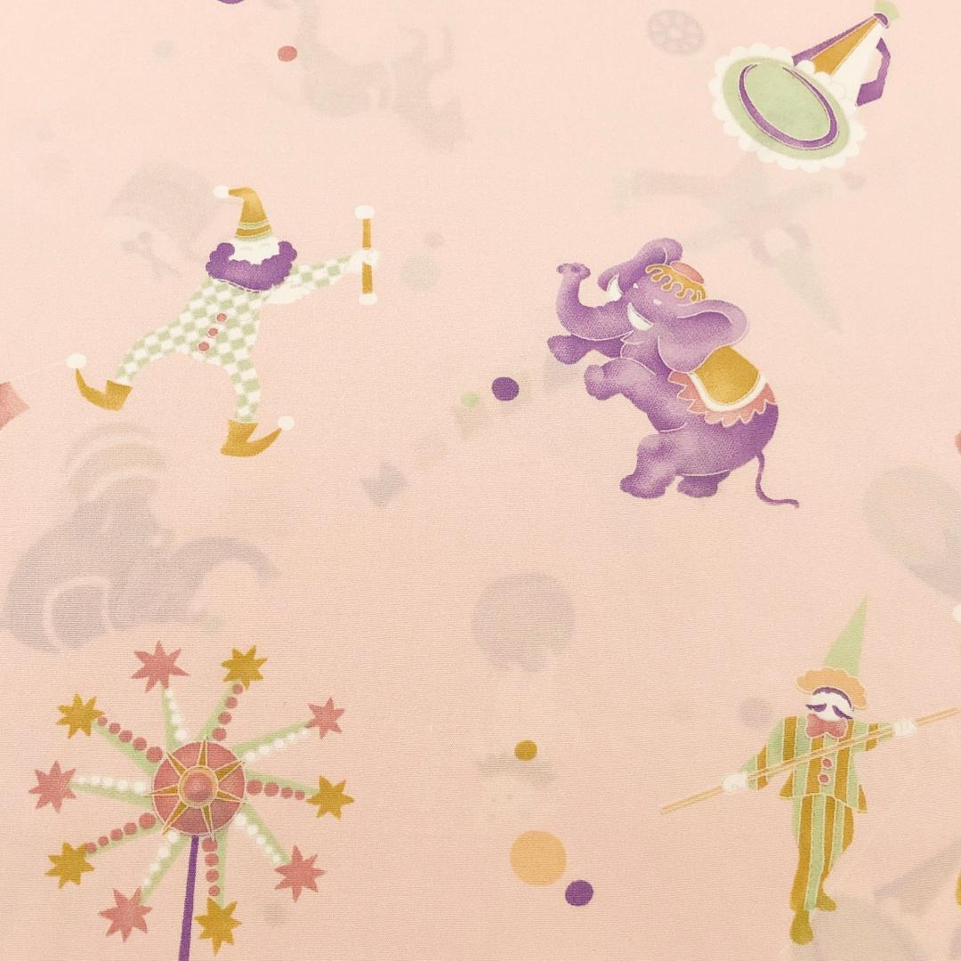 サーカス 柄 正絹 長襦袢 ながじゅばん 小紋 紬 ピンク かわいい