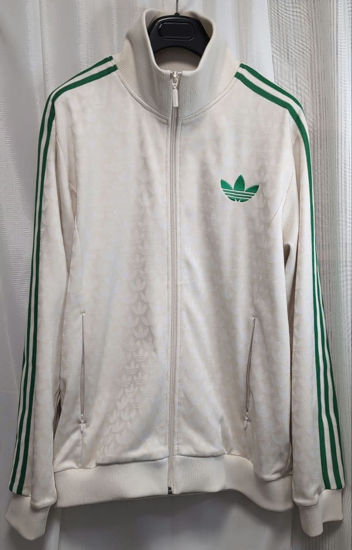 【古着】adidas ホワイト モノグラム　ジャージ　セットアップ　上XL.下L