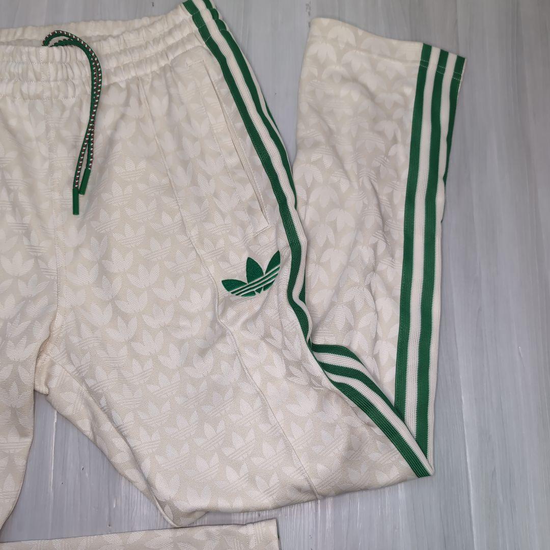 【古着】adidas ホワイト モノグラム　ジャージ　セットアップ　上XL.下L